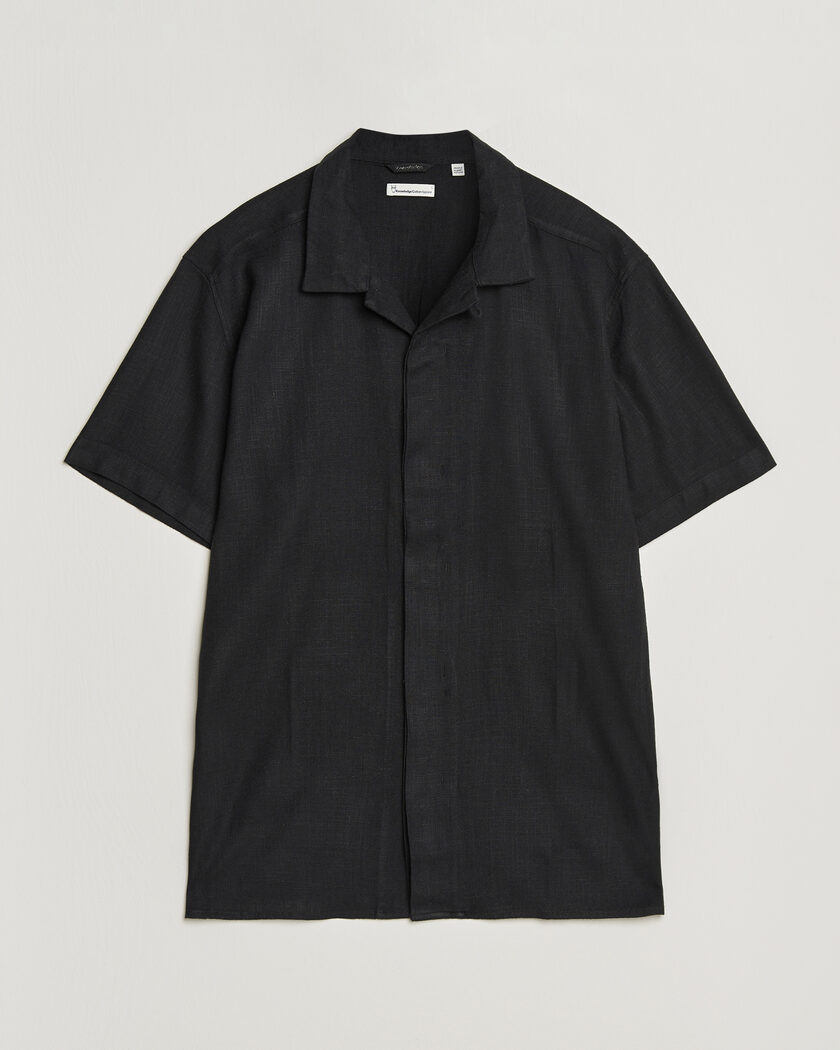 KnowledgeCotton Apparel Linen/Lyocell Resort Shirt Black – Noir