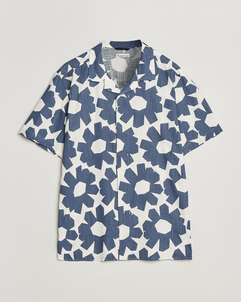 KnowledgeCotton Apparel Printed Linen Mix Shirt Blue – Bleu