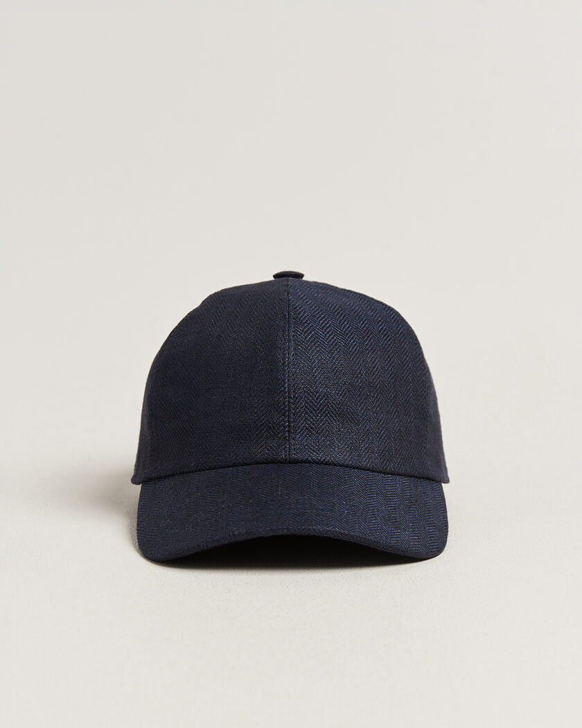 Wigéns Baseball Linen Herringbone Cap Navy – Bleu