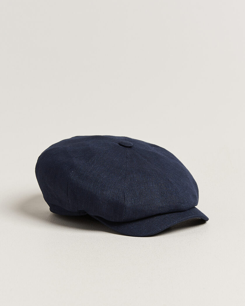 Wigéns Newsboy Retro Hopsack Linen Cap Navy – Bleu