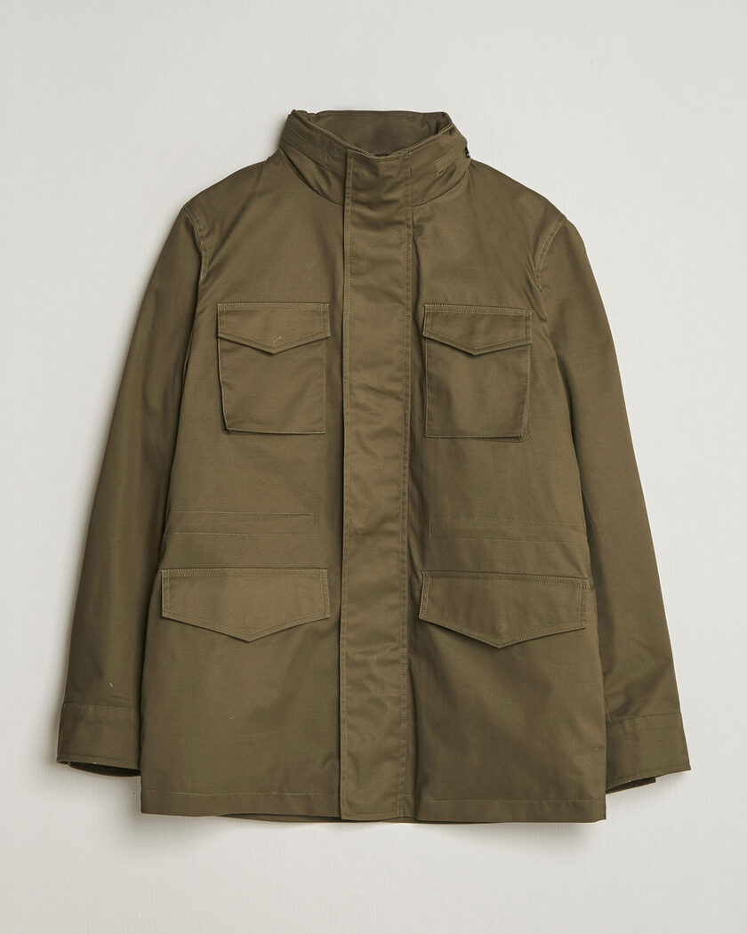 Stone Island Raso Gommato 3L Cotton Hooded Field Jacket Military