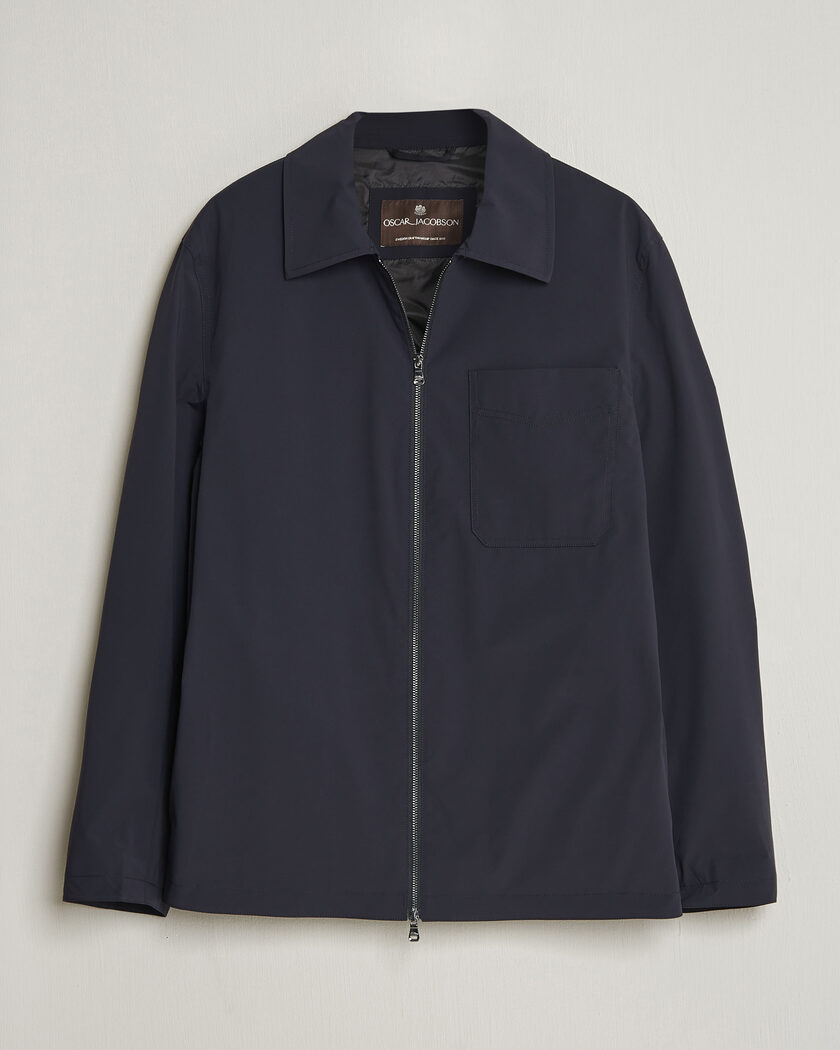 Oscar Jacobson Light Zipped Shirt Jacket Navy – Bleu