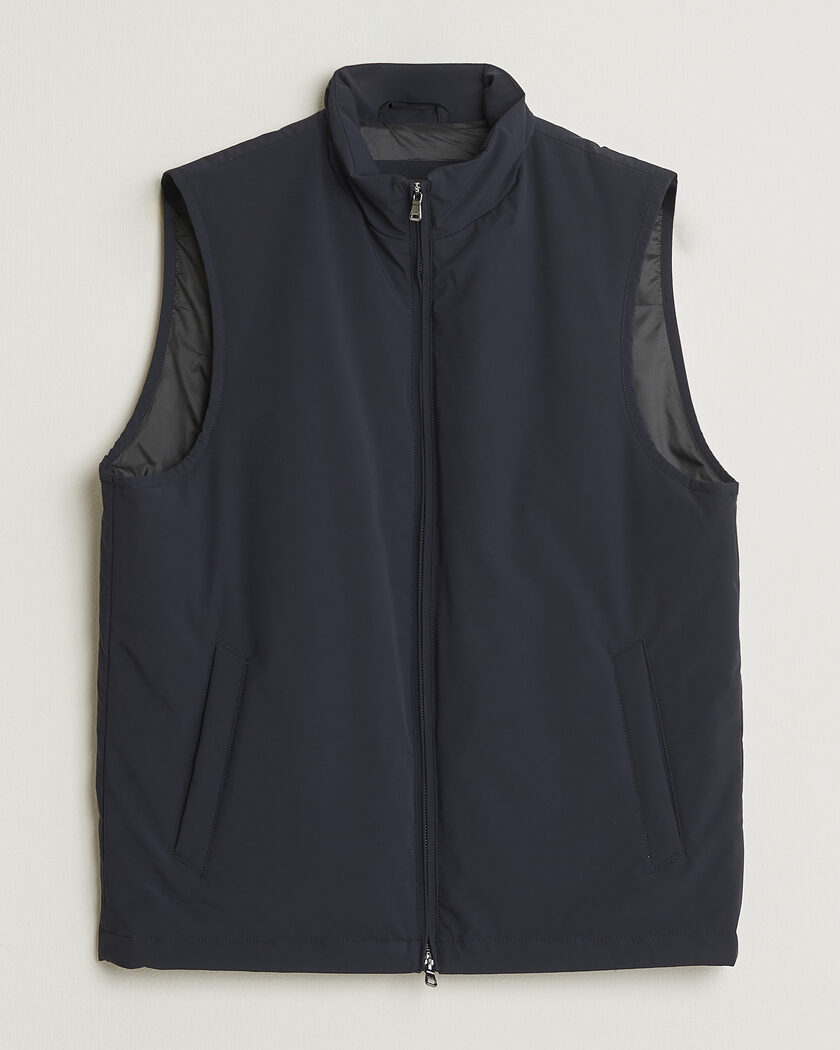 Oscar Jacobson Light Zipped Waistcoat Navy – Bleu