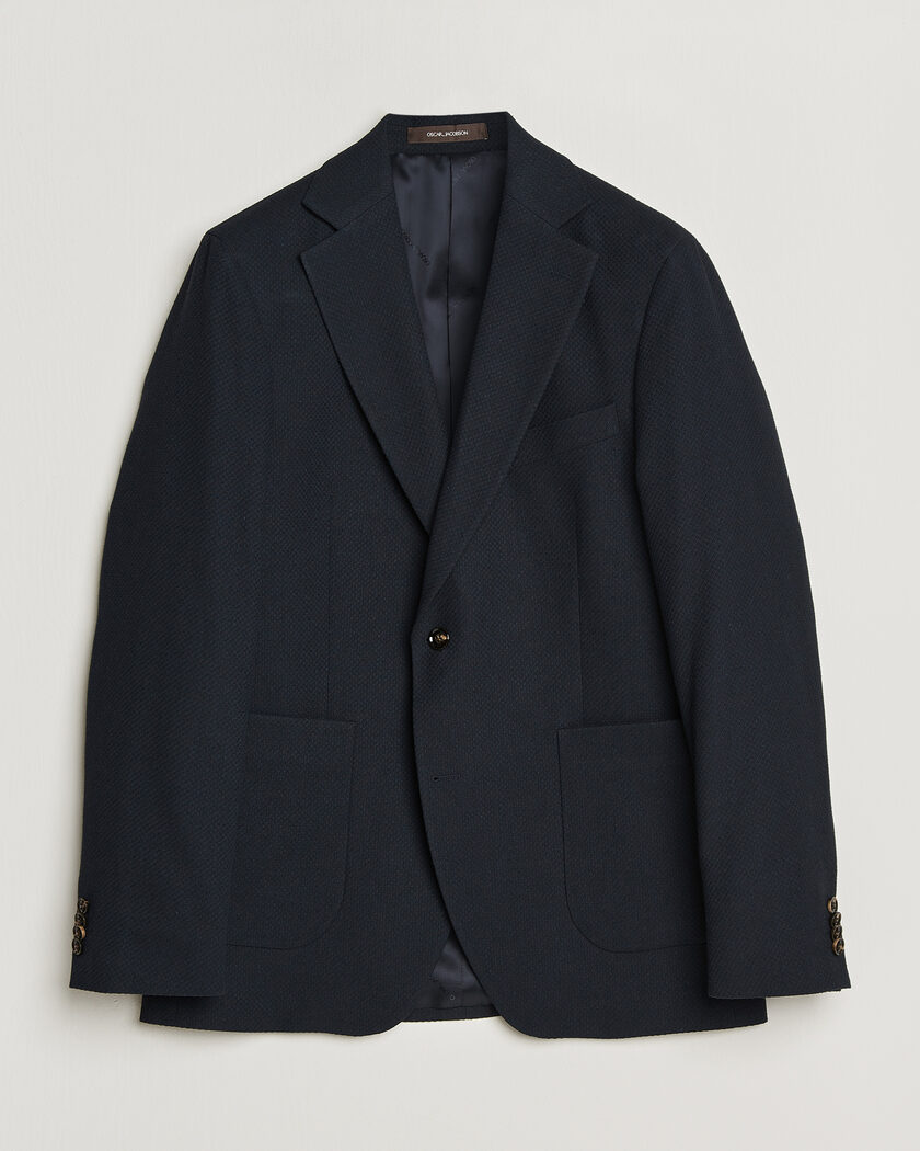 Oscar Jacobson Fogerty Patch Structure Cotton Blazer Navy – Bleu