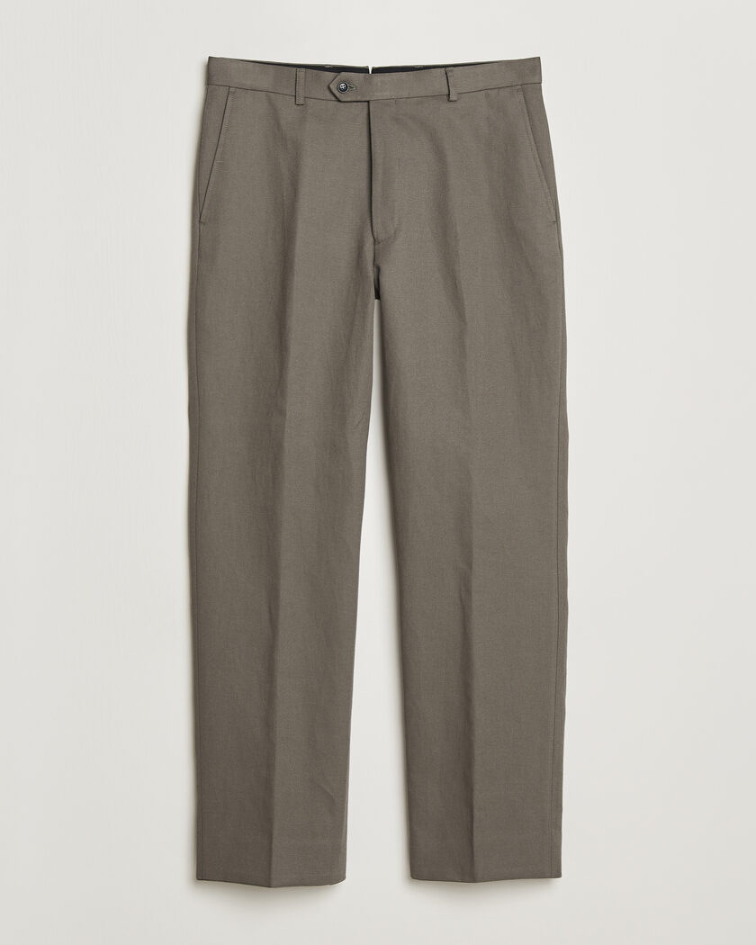 Oscar Jacobson Del Cotton/Linen Trousers Olive – Vert
