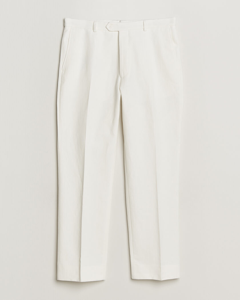 Oscar Jacobson Del Cotton/Linen Trousers White – Blanc