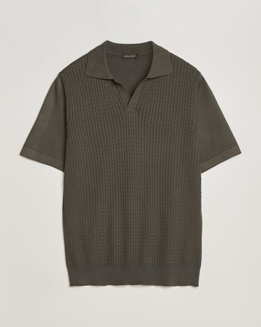 Oscar Jacobson Alf Structured Cotton Polo Green – Vert