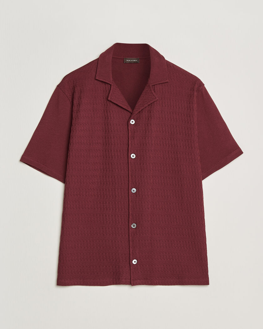 Oscar Jacobson Kirk Knitted Short Sleeve Shirt Wine Red – Rouge