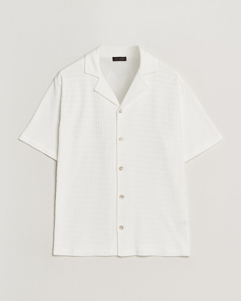 Oscar Jacobson Kirk Knitted Short Sleeve Shirt Snow White – Blanc