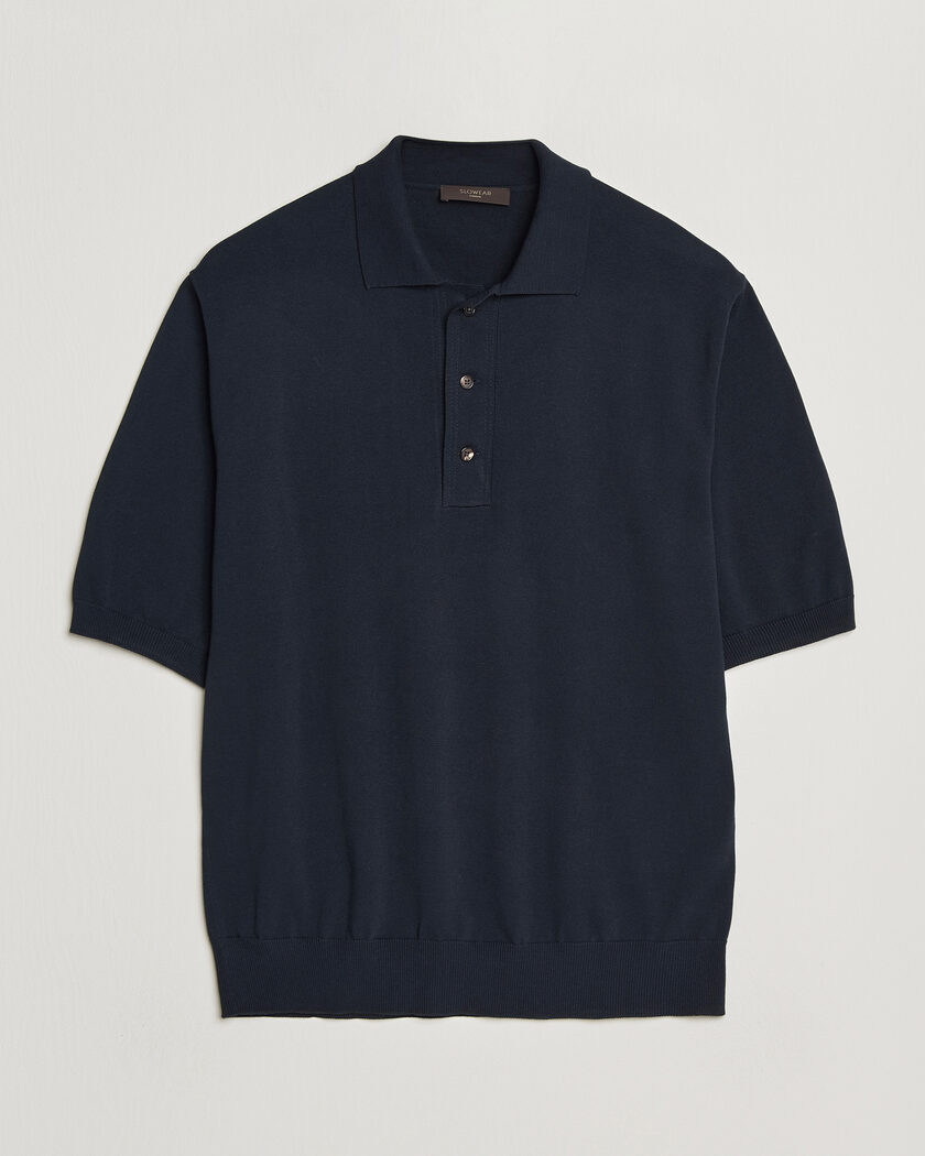 Zanone Knitted Cotton Polo Navy – Bleu