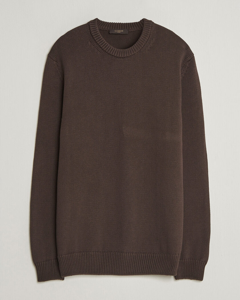 Zanone Soft Cotton Crew Neck Sweater Chocolate – Marron
