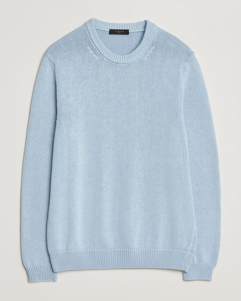 Zanone Soft Cotton Crew Neck Sweater Sky Blue – Bleu