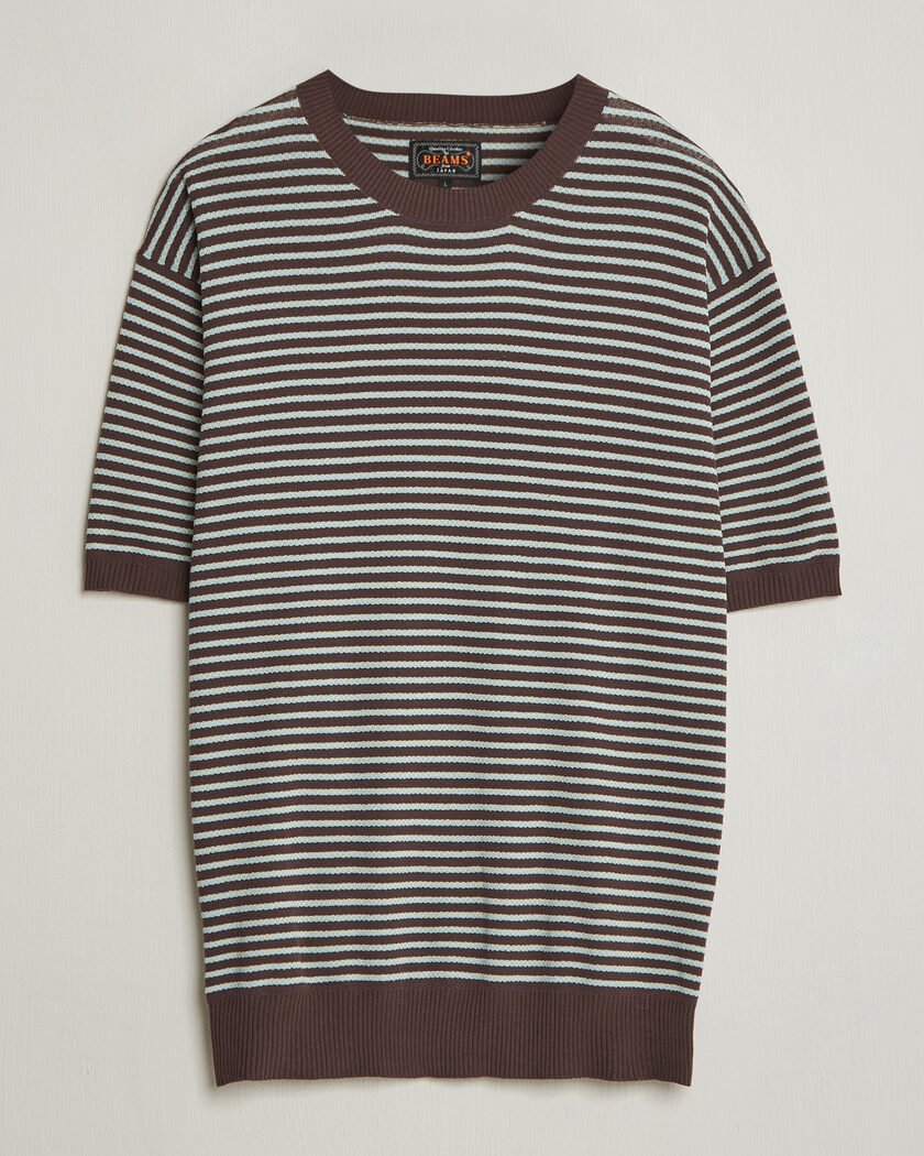 BEAMS PLUS Jacquard Knit T-Shirt Brown – Marron