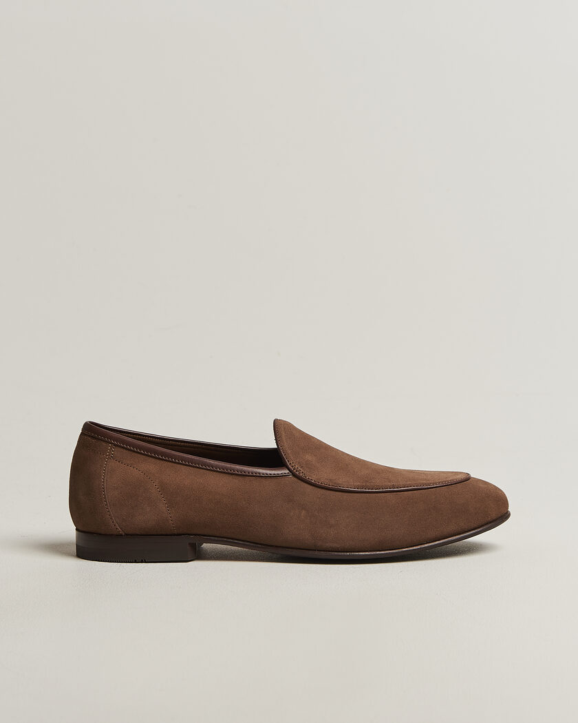 Loake 1880 Belgrave Suede Belgian Loafer Flint – Marron