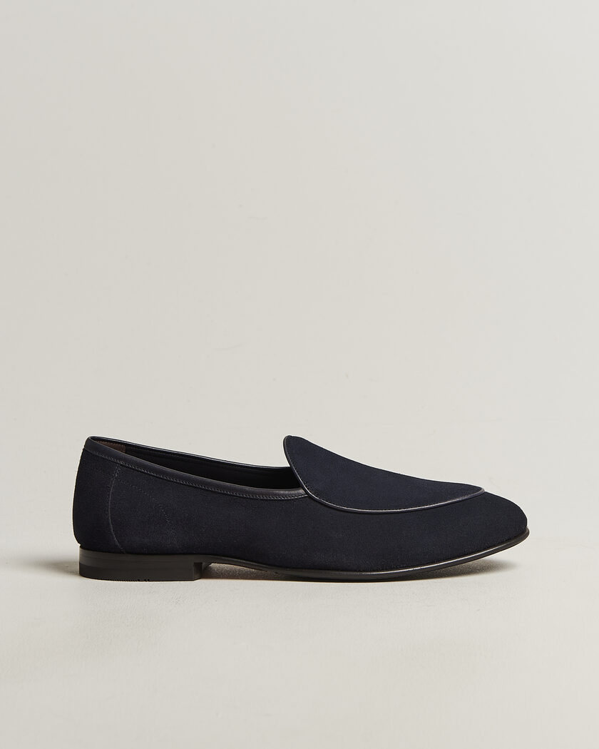 Loake 1880 Belgrave Suede Belgian Loafer Navy – Bleu