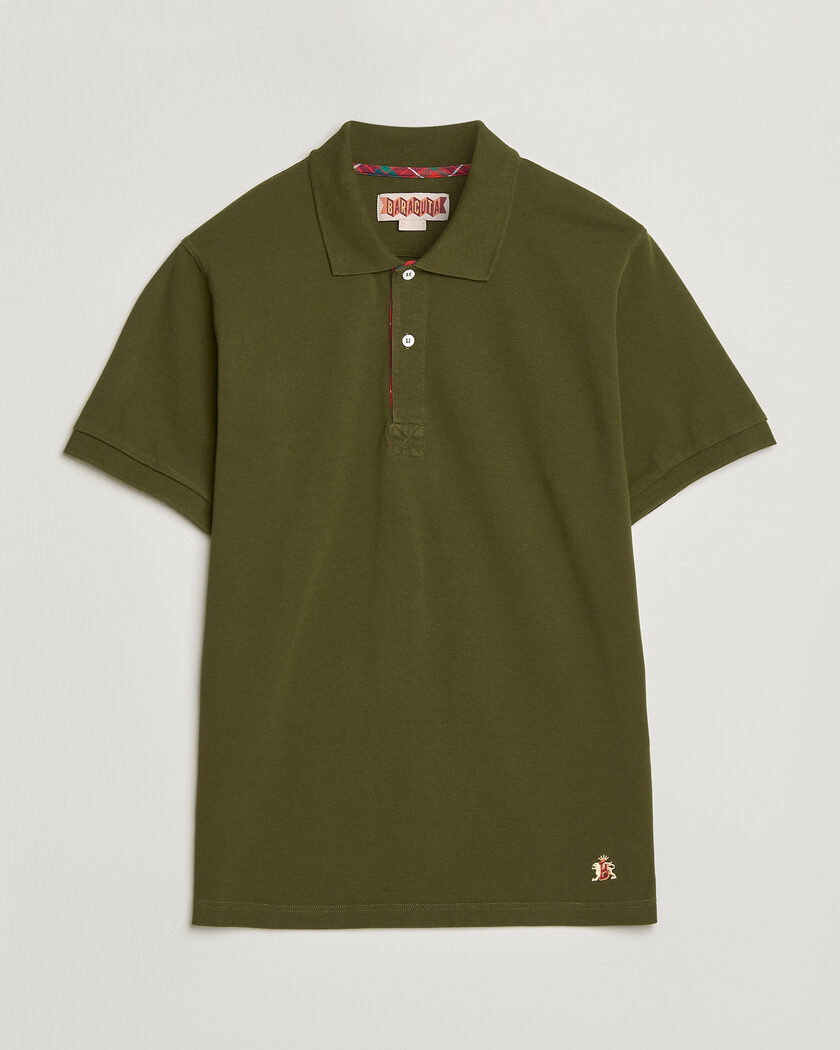 Baracuta Tartan Placket Piquet Polo Beech – Vert