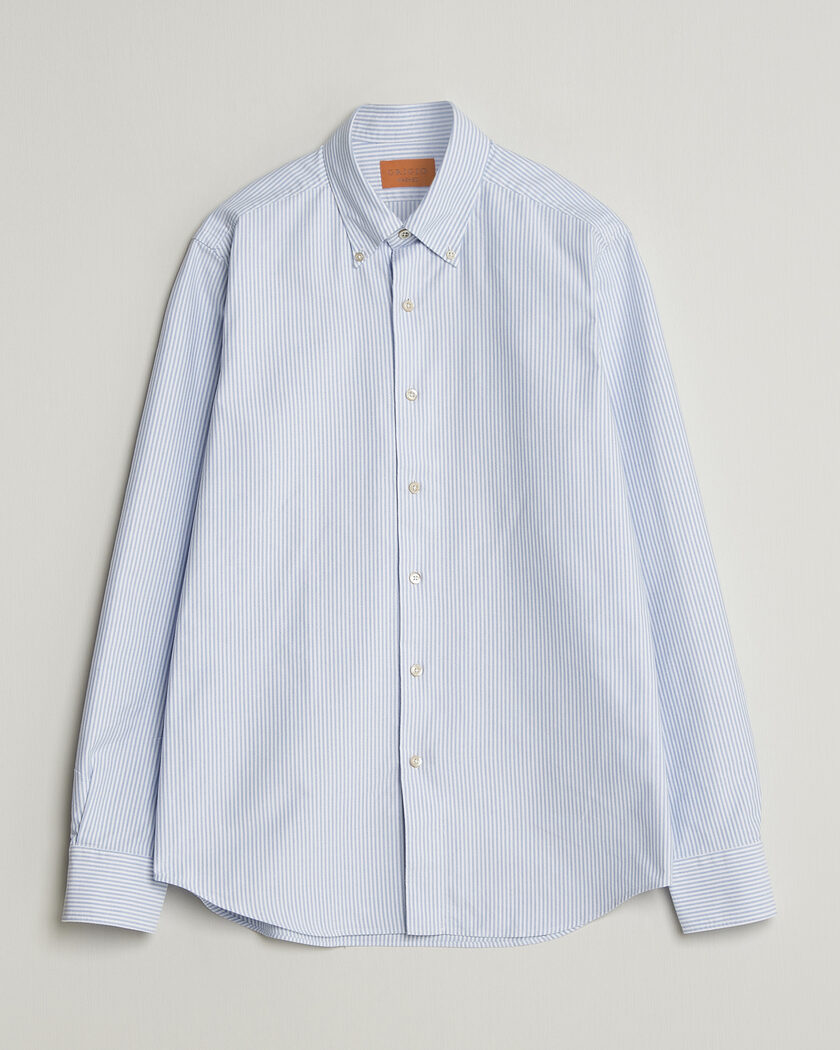 Grigio Oxford Button Down Shirt Light Blue Stripe – Bleu