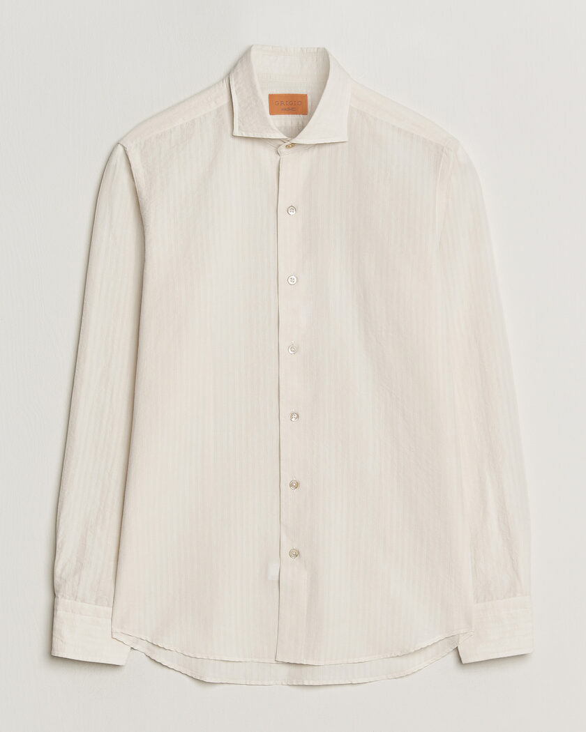 Grigio Cotton/Linen Seersucker Shirt Off White – Blanc