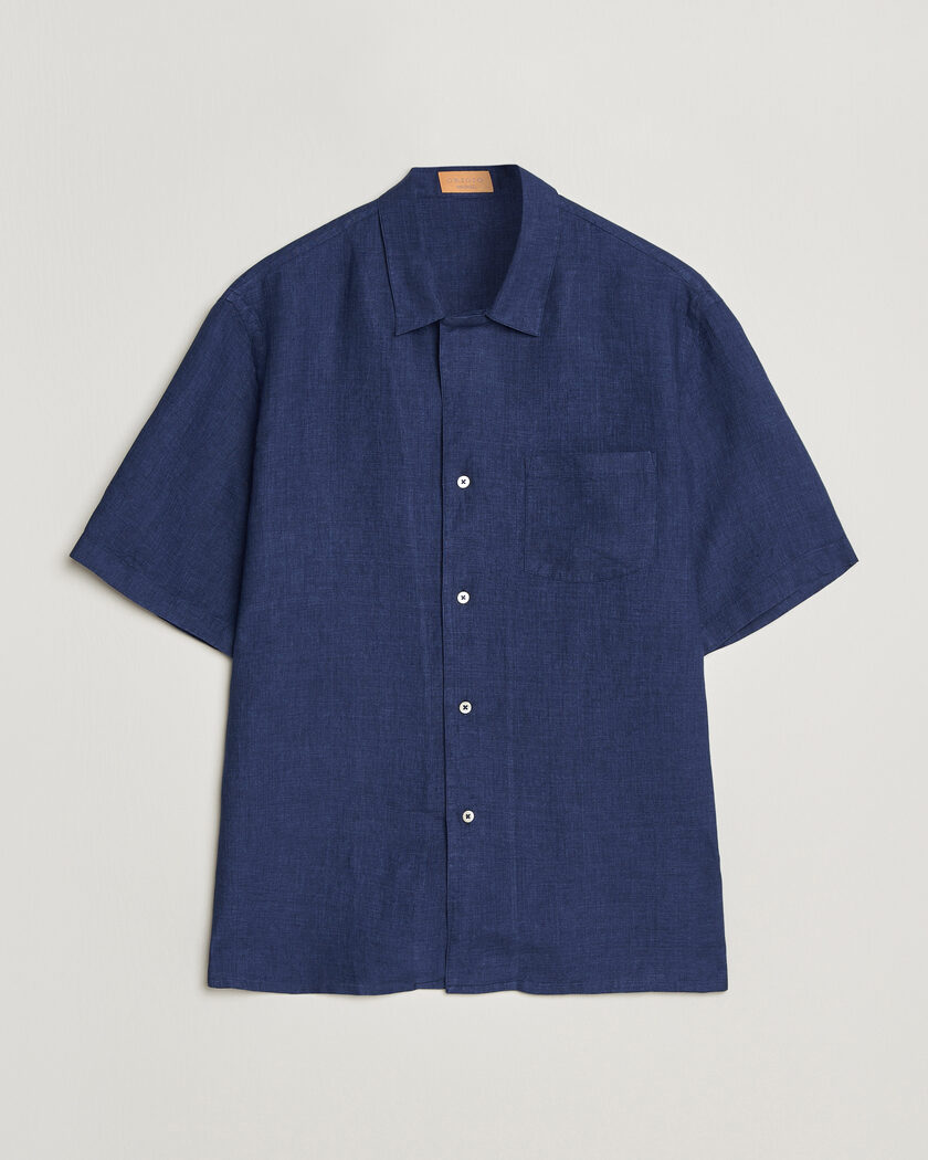 Grigio Linen Camp Collar Shirt Navy – Bleu