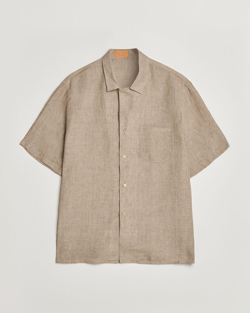 Grigio Linen Camp Collar Shirt Brown – Marron