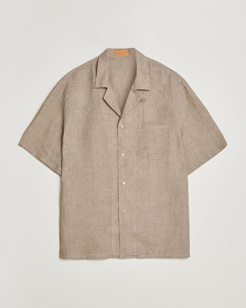 Grigio Linen Camp Collar Shirt Brown – Marron