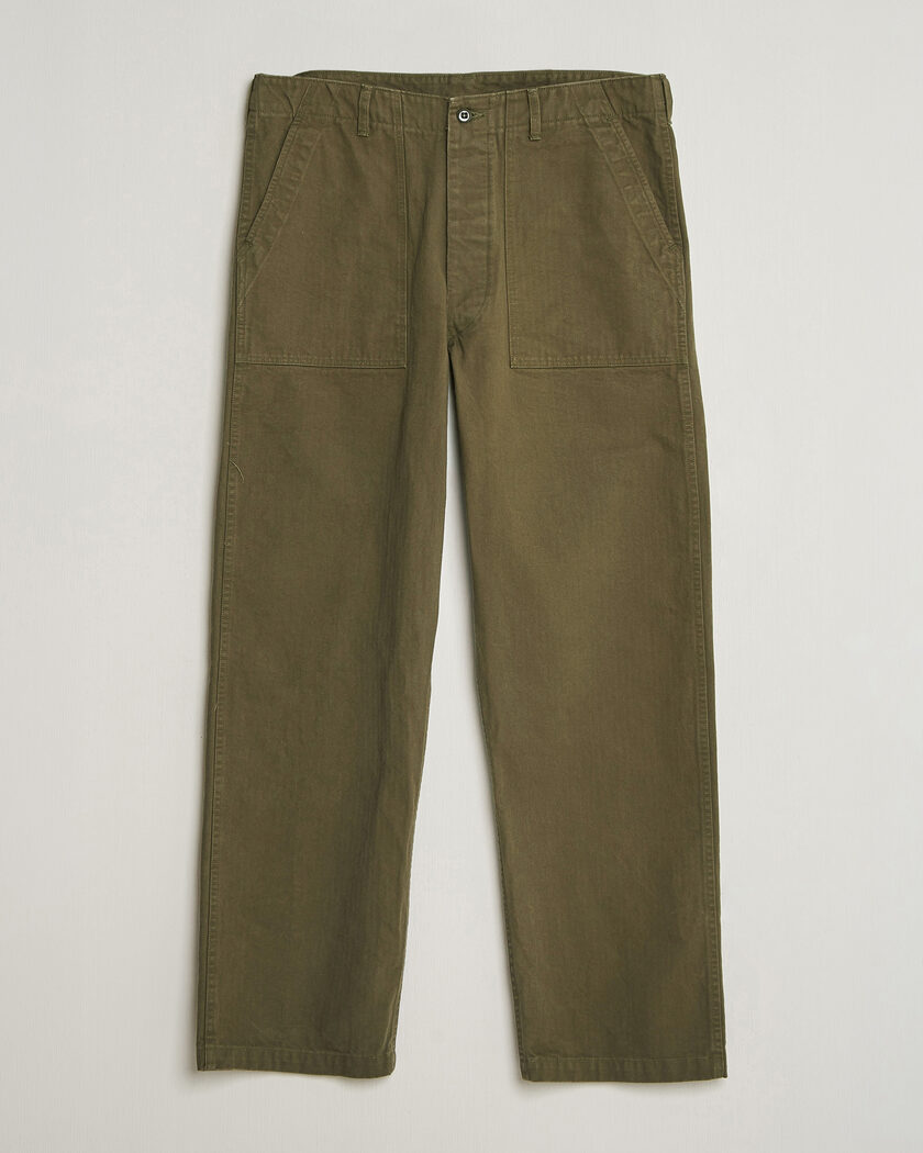 orSlow Vintage Fit Herringbone Fatigue Pants Army Green – Vert