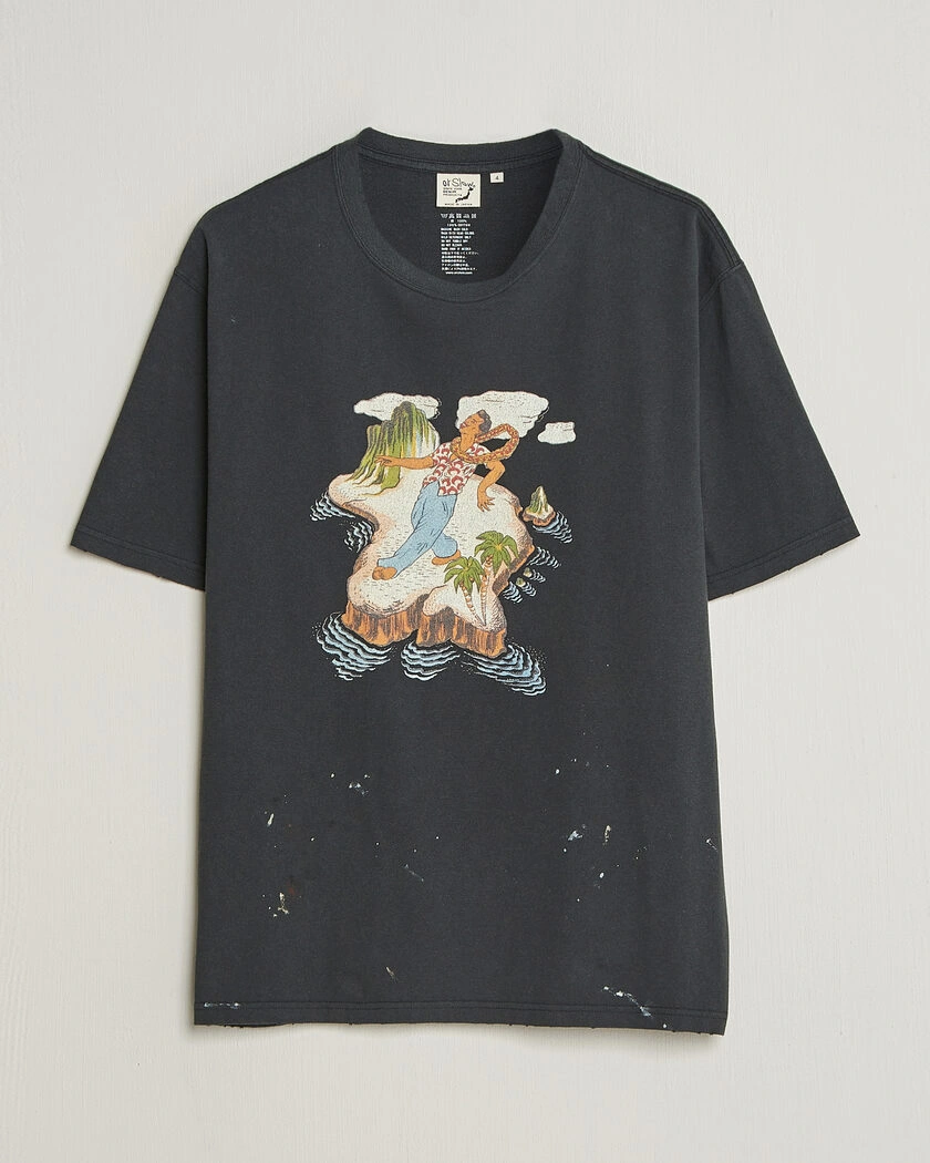 orSlow Vintage Hawaiian Print T-Shirt Black – Noir