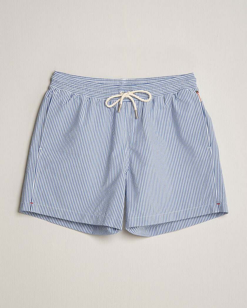 Orlebar Brown Boxer Seersucker Drawstring Swim Shorts Nova Blue – Bleu