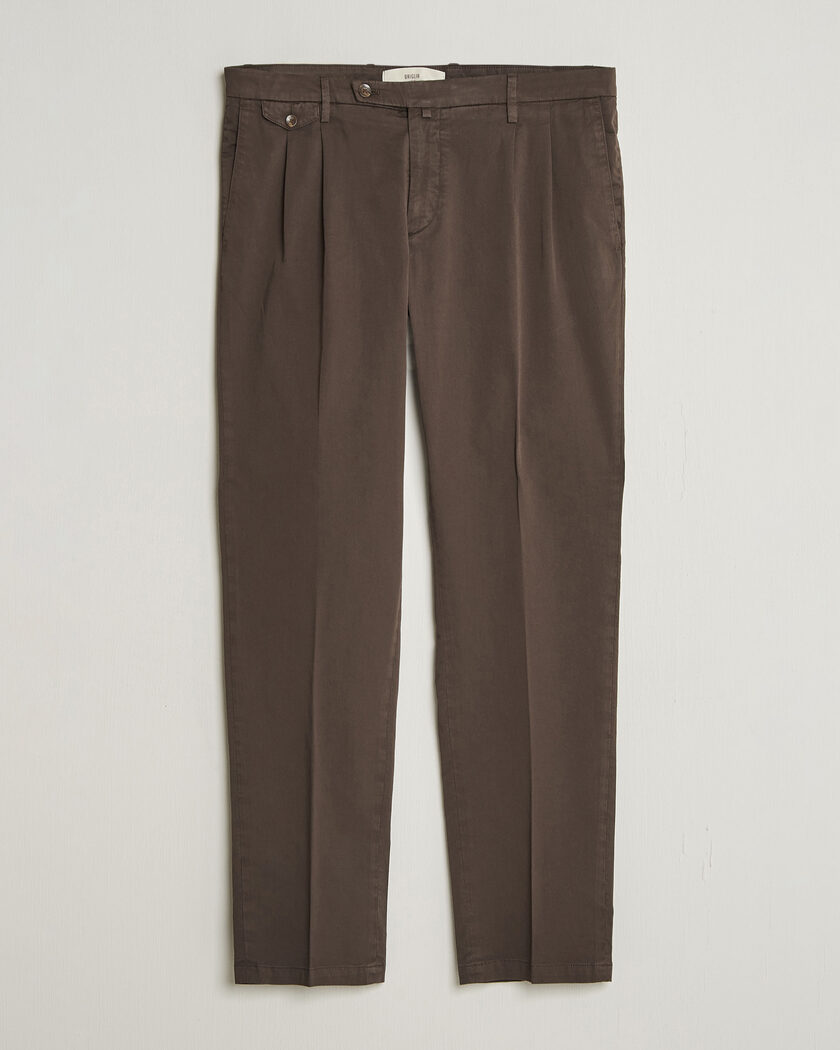 Briglia 1949 Easy Fit Pleated Cotton Stretch Chino Brown – Marron