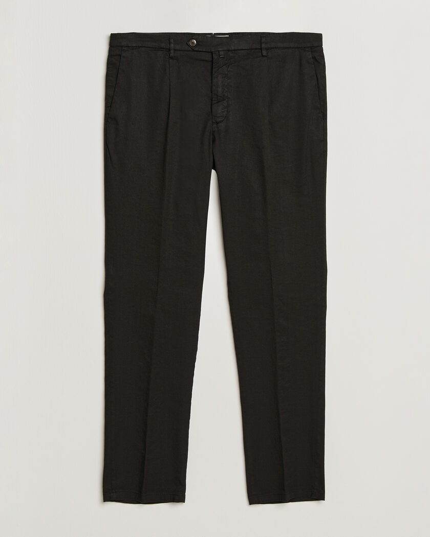 Briglia 1949 Pleated Linen Trousers Black – Noir