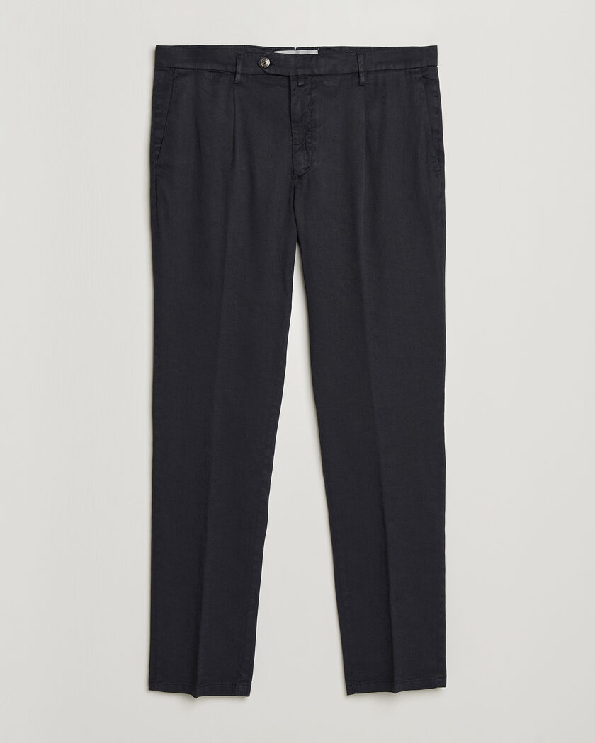 Briglia 1949 Pleated Linen Trousers Navy – Bleu