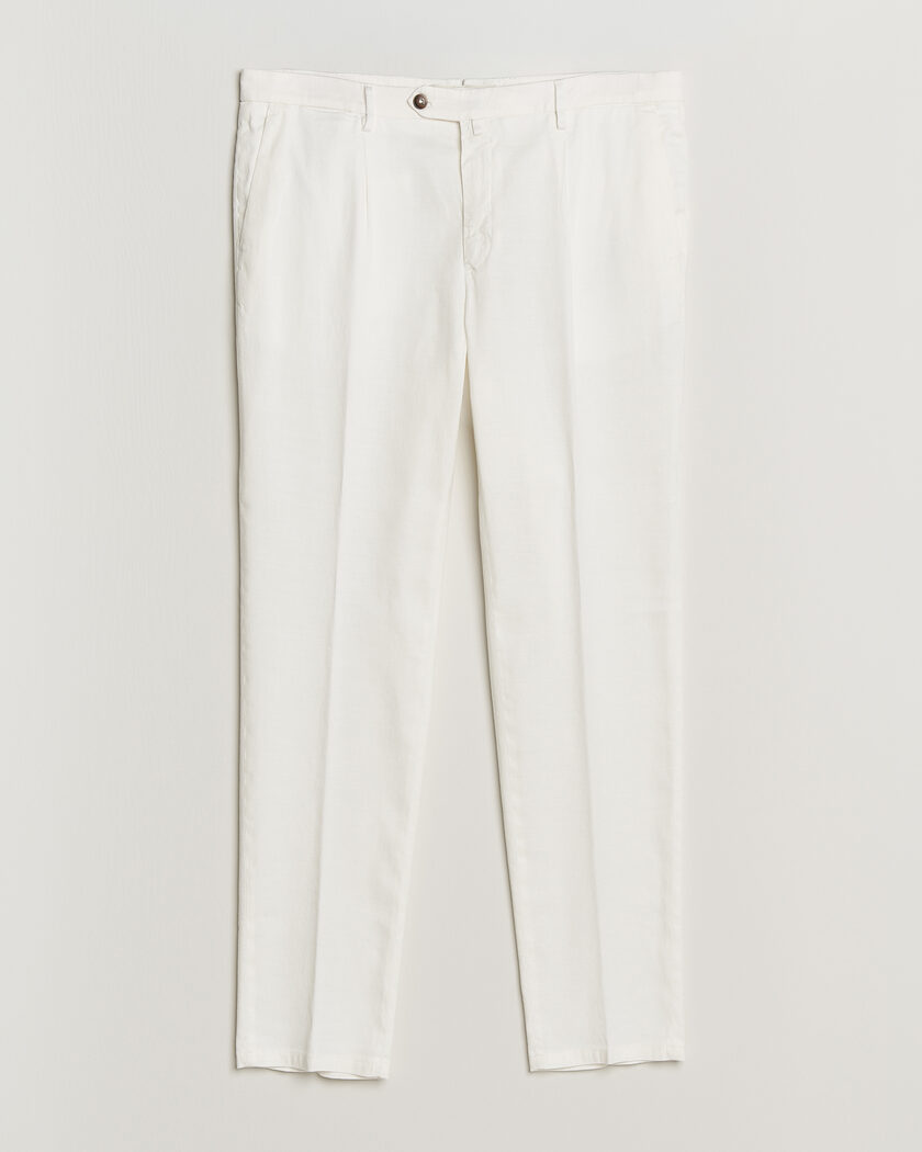 Briglia 1949 Pleated Linen Trousers Cream – Blanc