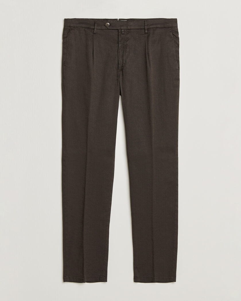 Briglia 1949 Pleated Linen Trousers Brown – Marron