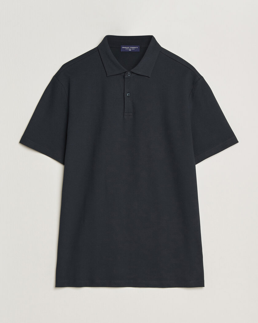 Charles Tyrwhitt Smart Stretch Pique Polo Black – Noir