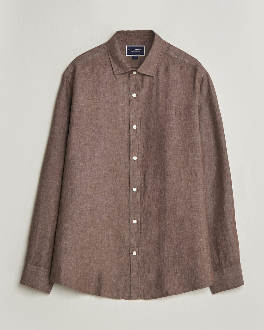 Charles Tyrwhitt Pure Linen Slim Fit Shirt Mocha – Marron