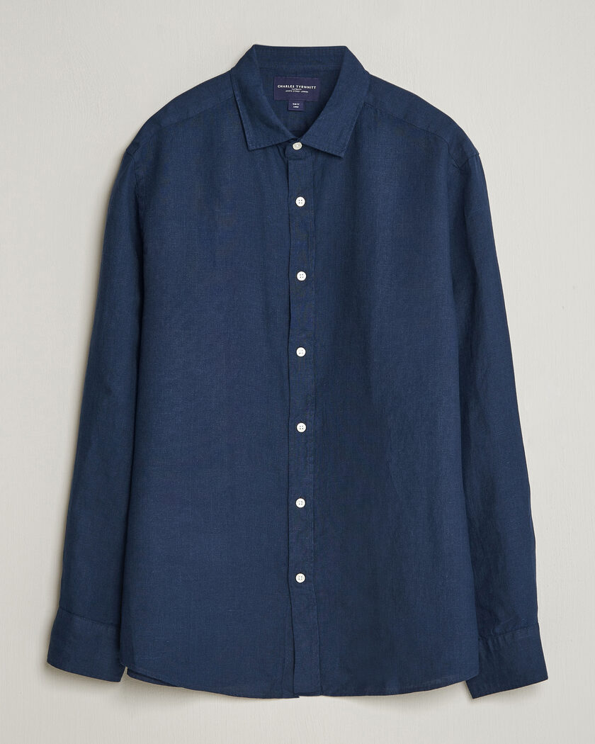Charles Tyrwhitt Pure Linen Slim Fit Shirt Navy – Bleu