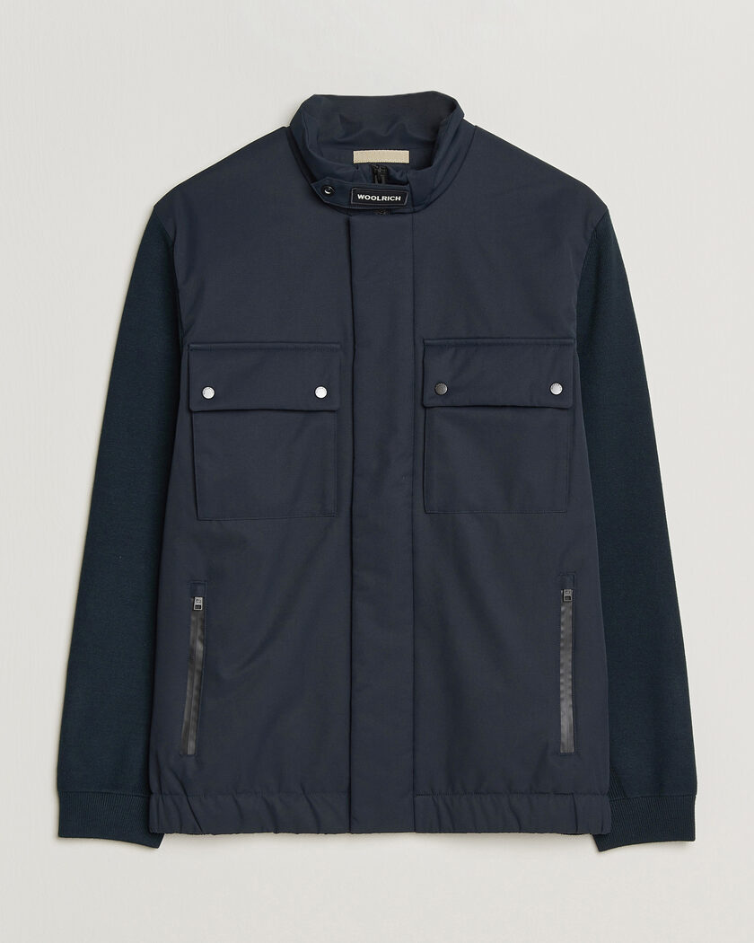  Woolrich Two Layers Hybrid Jacket Melton Blue – Bleu
