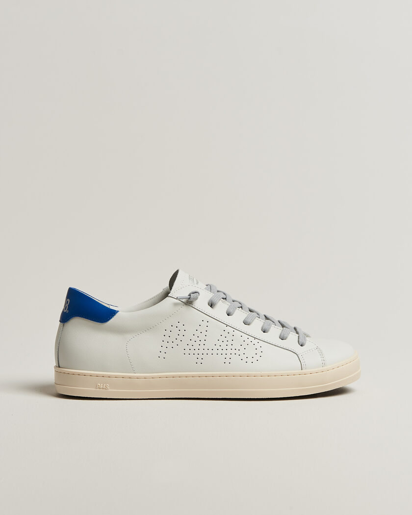 P448 John Leather Sneaker White/Blue – Blanc