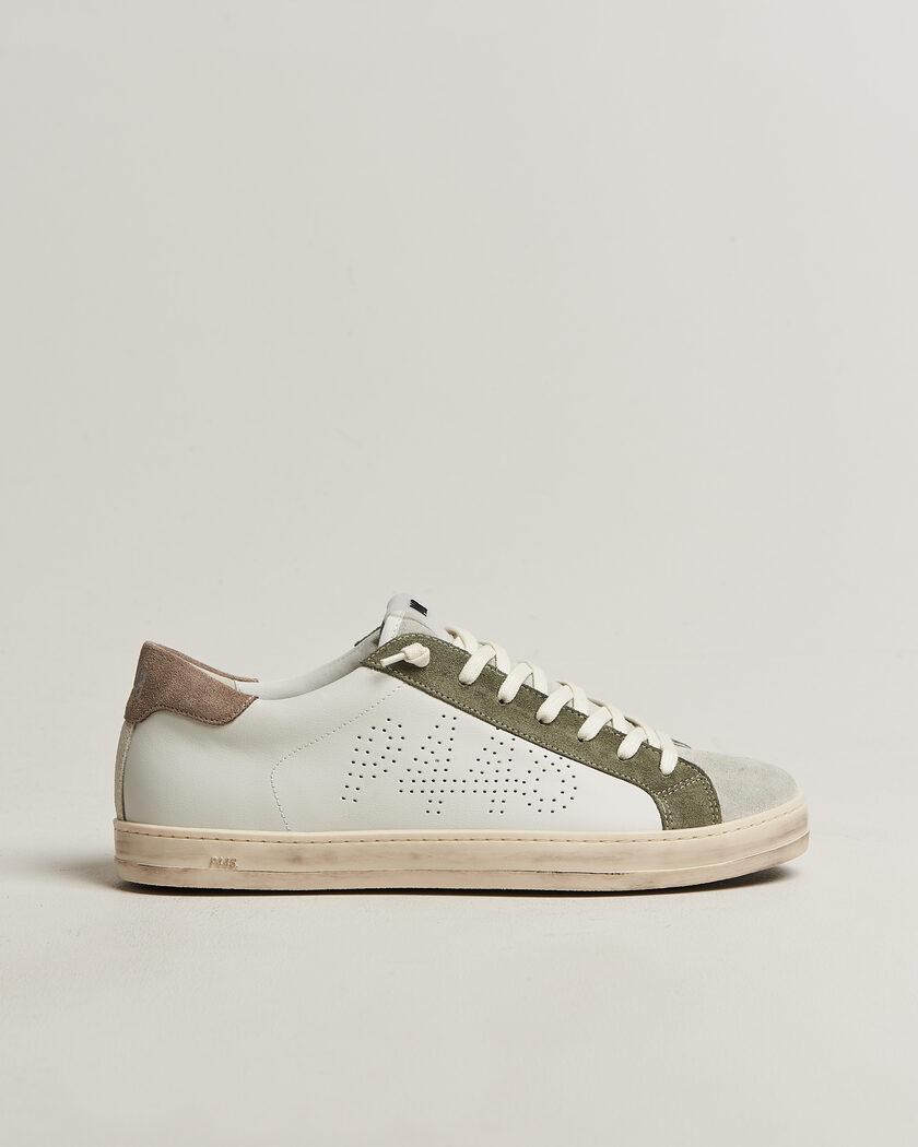 P448 John Leather/Suede Sneaker White/Olive/Grey – Blanc
