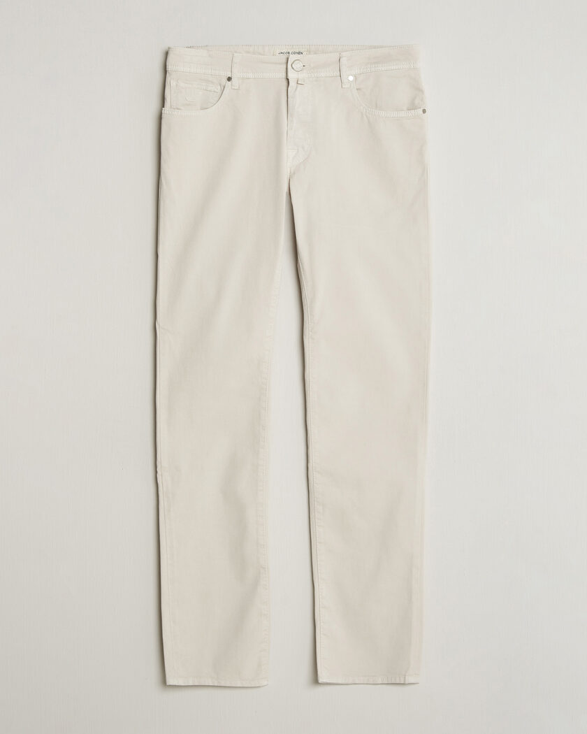 Jacob Cohën Bard Garment Dyed Gabardine Trousers Off White – Blanc