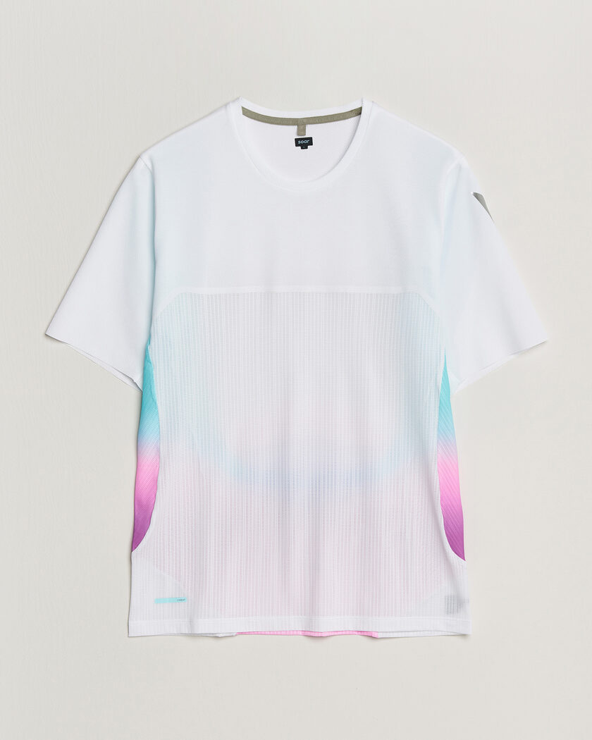 SOAR Running Hot Weather Tee White/Blue – Blanc