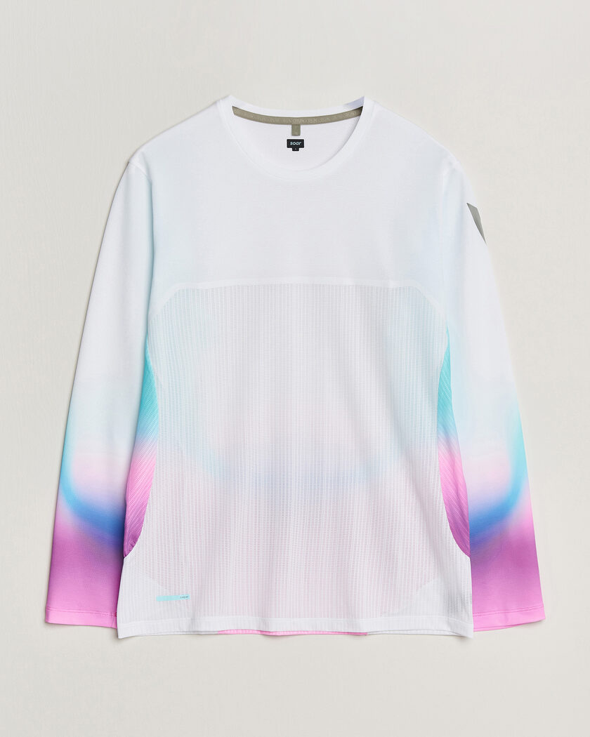 SOAR Running Hot Weather Long Sleeve Tee White/Blue – Blanc