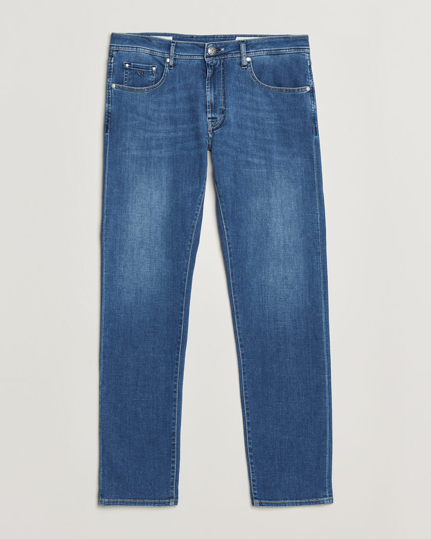 Tramarossa Michelangelo Contrast Seam Stretch Jeans Mid Blue – Bleu