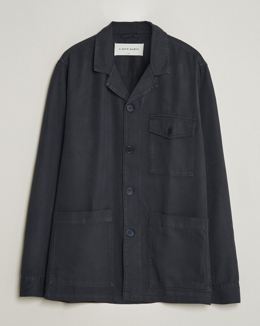 A Day's March Banagher Lyocell Overshirt Navy – Bleu