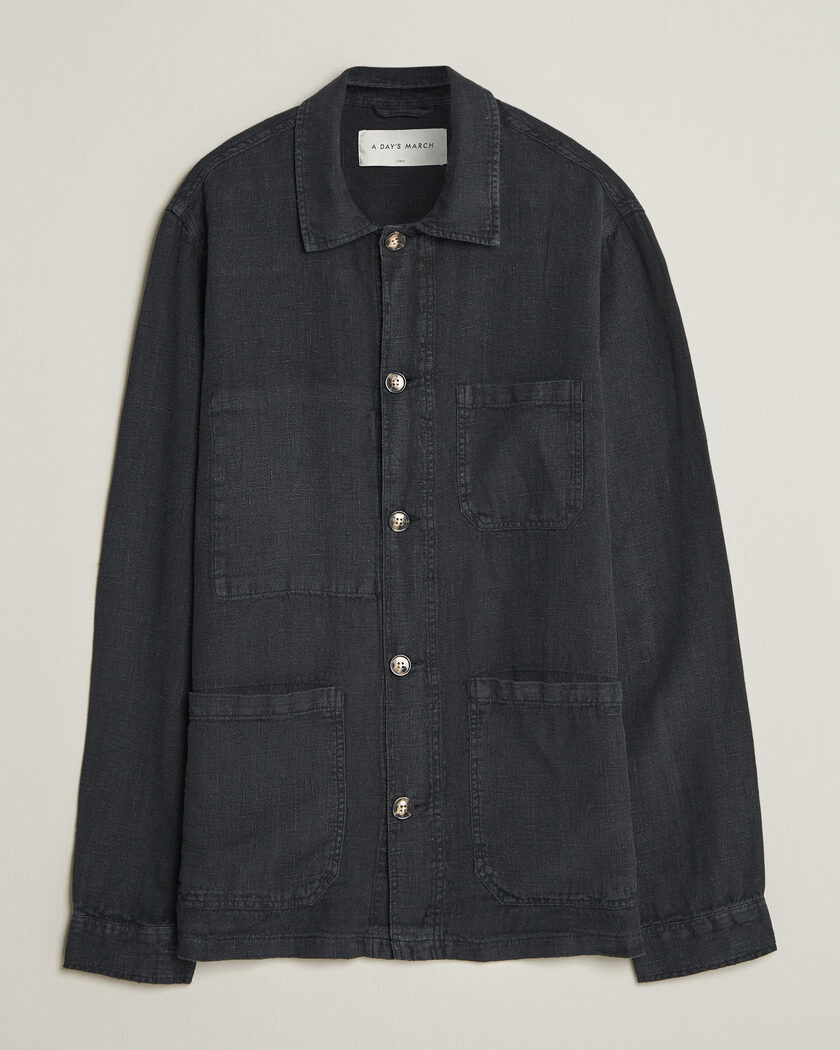 A Day's March Original Linen Overshirt Black – Noir
