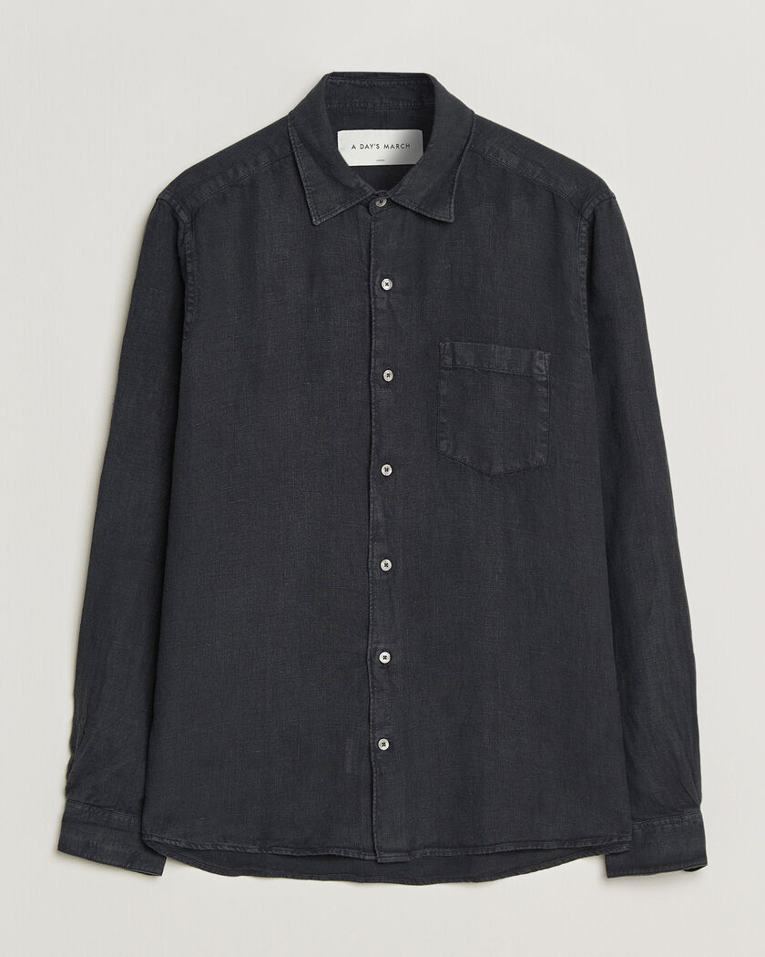 A Day's March Daintree Linen Shirt Off Black – Noir