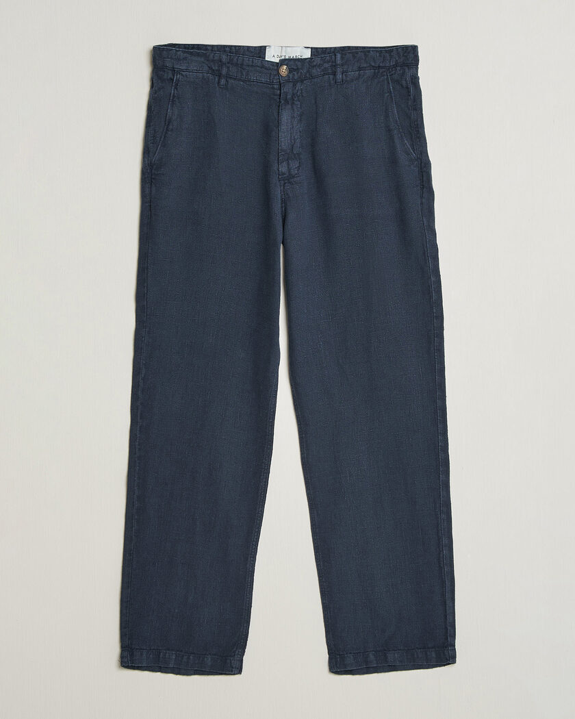 A Day's March Redwood Linen Trousers Navy – Bleu