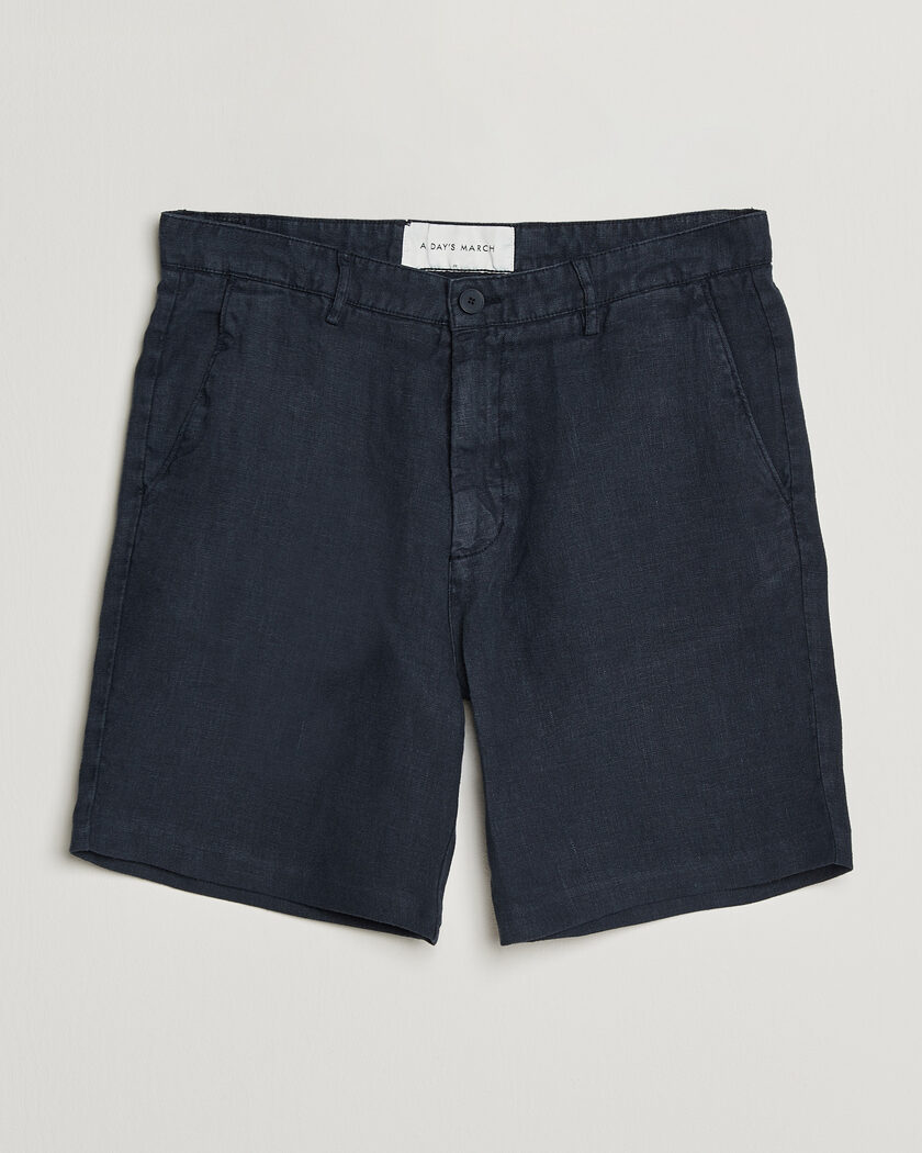 A Day's March Luny Linen Shorts Navy – Bleu