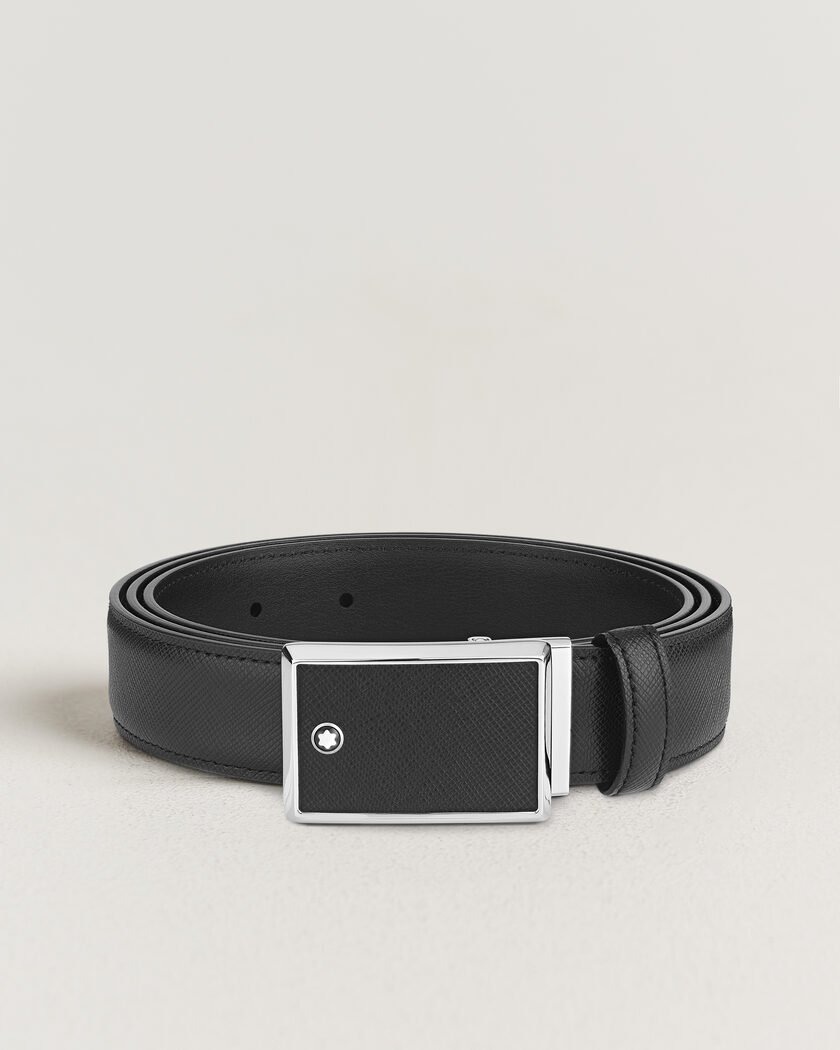 Montblanc Marquetry Plate 30mm Leather Belt Black – Noir