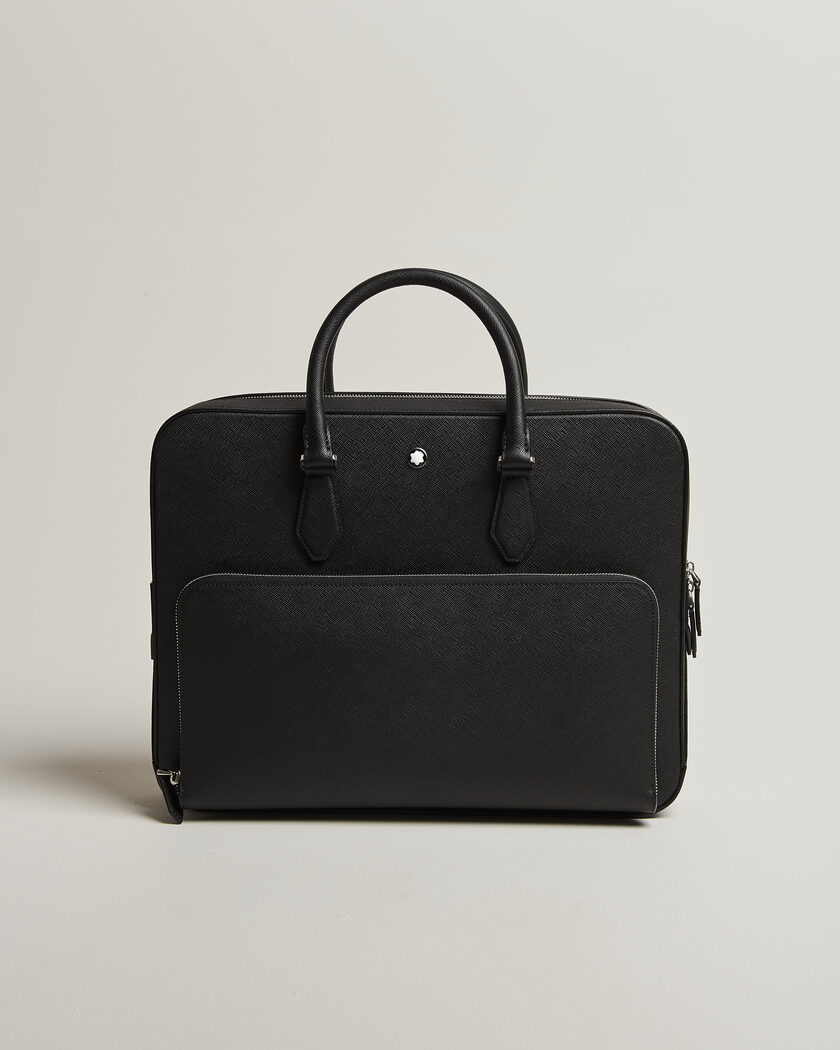 Montblanc Medium Sartorial Leather Briefcase with Pocket Black – Noir